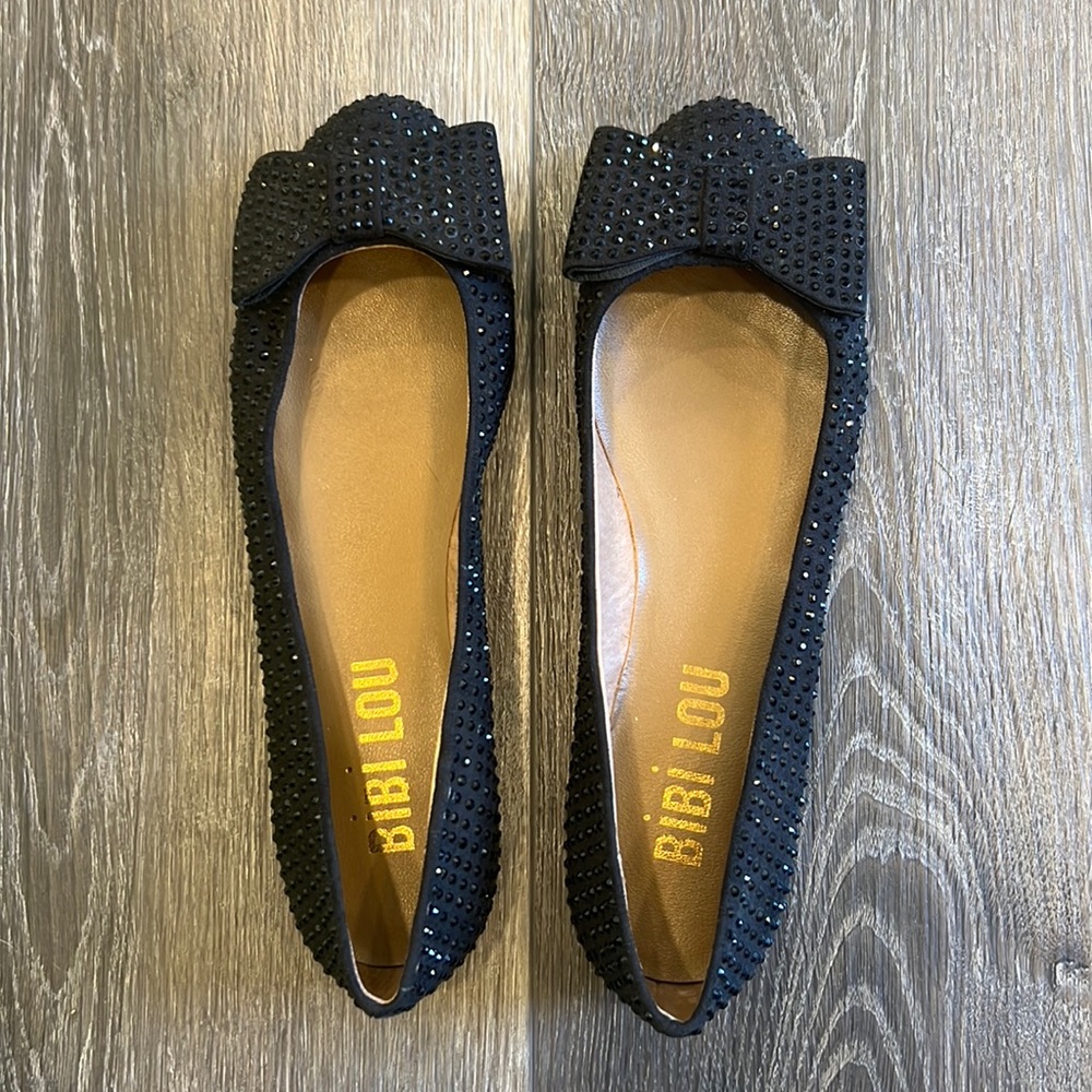 New Bibi Lou black sparkle flats, size 37 M, new, Anthropologie